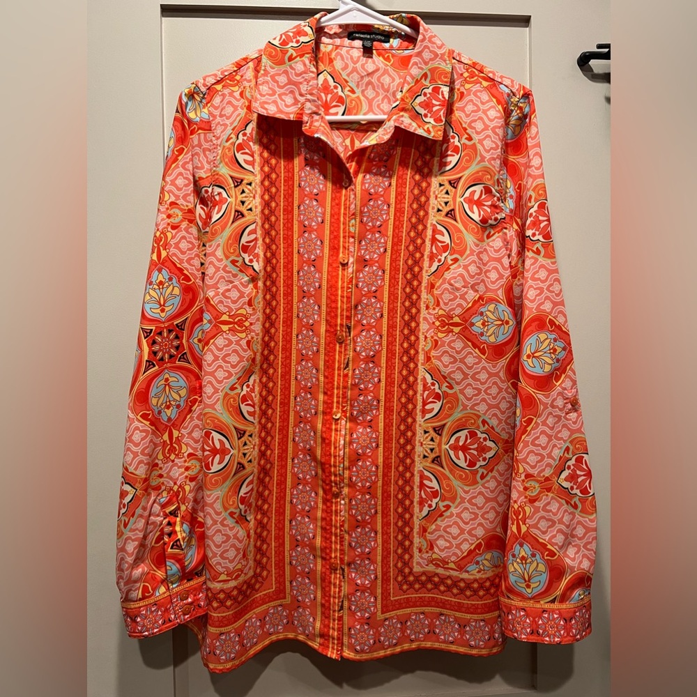 Rafaella Studio Size Large Women’s Long Sleeve Blouse EUC
